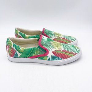 Bucketfeet C. wonder Tropical Palm Leaf Canvas Slip on Sneakers Shoes Women 6